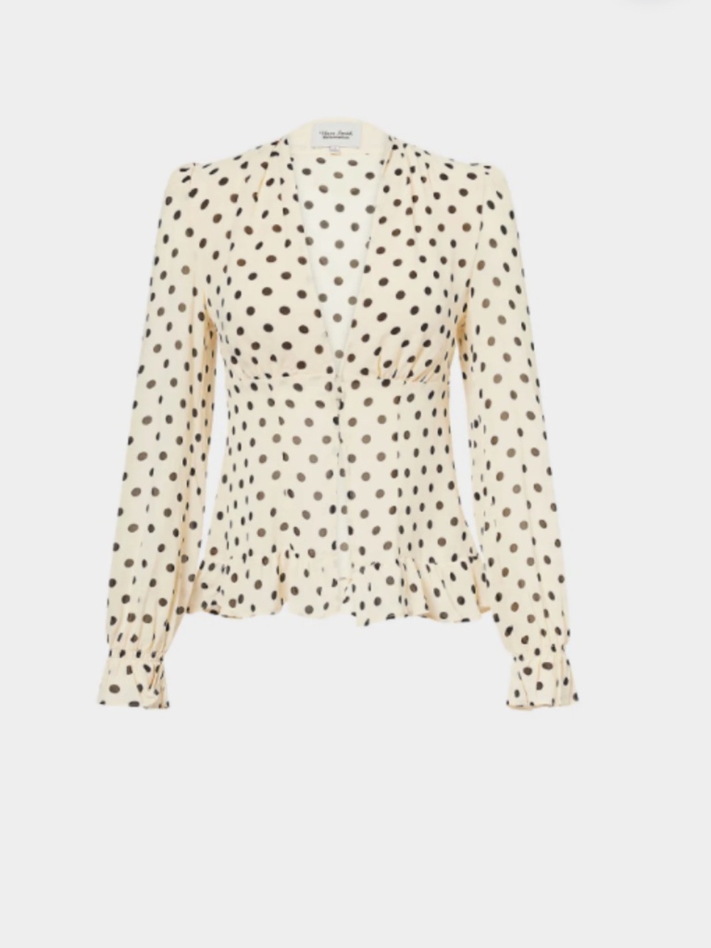 Reformation white and black polka dot blouse